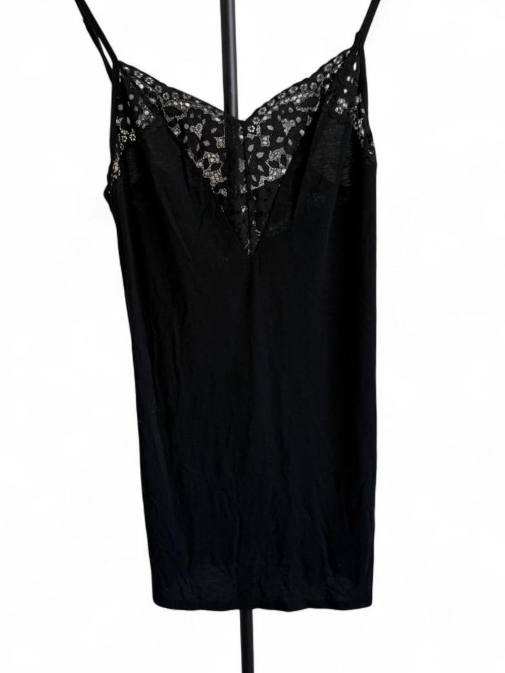 Victoria's Secret Black Lace V-Neck Sleeveless Polyester Chemise Dress M